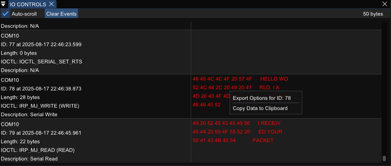 Exportar IOCTL_Serial en COM Sniffer