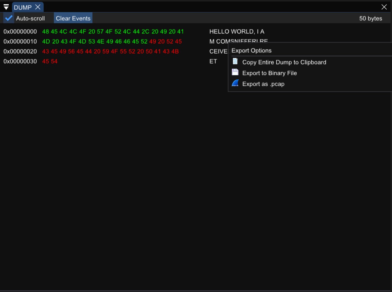 Exportación IRP_MJ_READ y IRP_MJ_WRITE en COM Sniffer